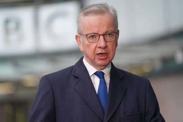 Michael Gove speaks outside BBC Broadcasting House in London. PIC: Lucy North/PA Wire
