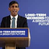 Rishi Sunak delivers his speech at a college in north London.