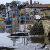 Part of the bridge at Tadcaster was washed away during the floods in 2015. PIC: James Hardisty.