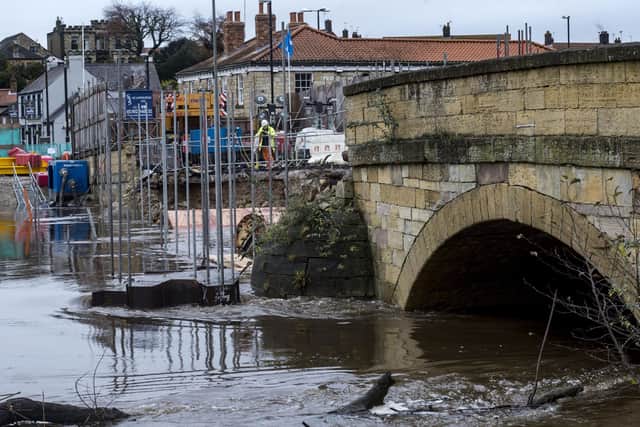 Part of the bridge at Tadcaster was washed away during the floods in 2015. PIC: James Hardisty.