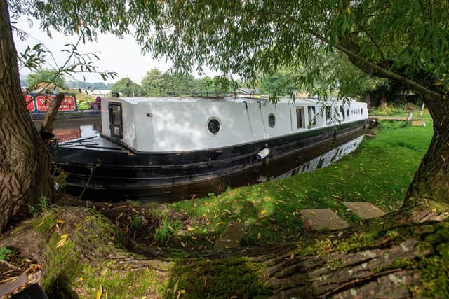 Haus moored up on the Leeds Liverpool canal