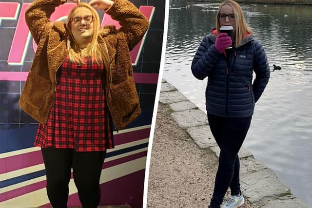 Hayley Lees, 31, piled on weight after she blamed herself for an ectopic pregnancy and was 20st and a size 22 at her heaviest.