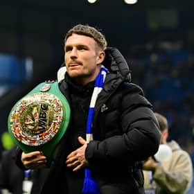 Sheffield and proud: Dalton Smith at Hillsborough with the WBC light-welterweight world title he will defend in the city on Saturday night (Picture: Harriet Massey/Getty Images)