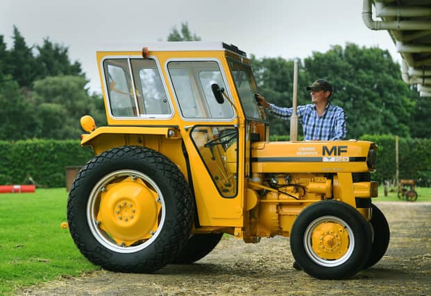 Oliver Godfrey with a restored Cheshire Highways Massey Ferguson 20 Multi Power.
Photographed for the Yorkshire Post by Jonathan Gawthorpe.