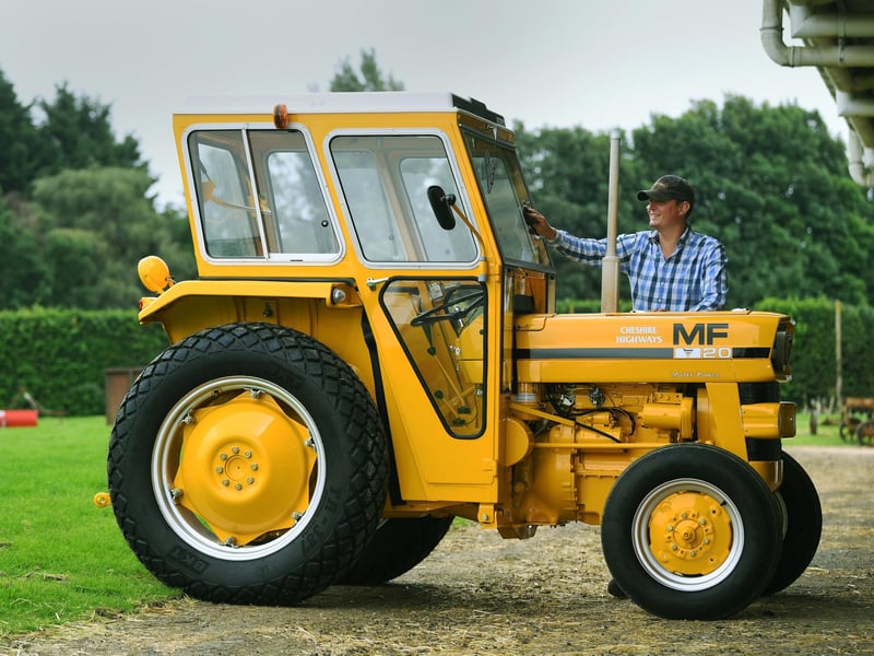 Oliver Godfrey with a restored Cheshire Highways Massey Ferguson 20 Multi Power.
Photographed for the Yorkshire Post by Jonathan Gawthorpe.