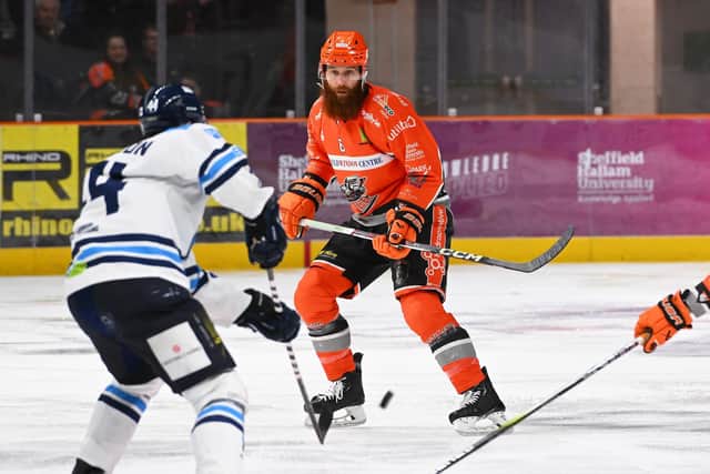 SO FAR, SO GOOD: Defenceman Kevin Tansey believes Robert Dowd has proved to be the ideal man to lead Sheffield Steelers this season. Picture: Dean Woolley.