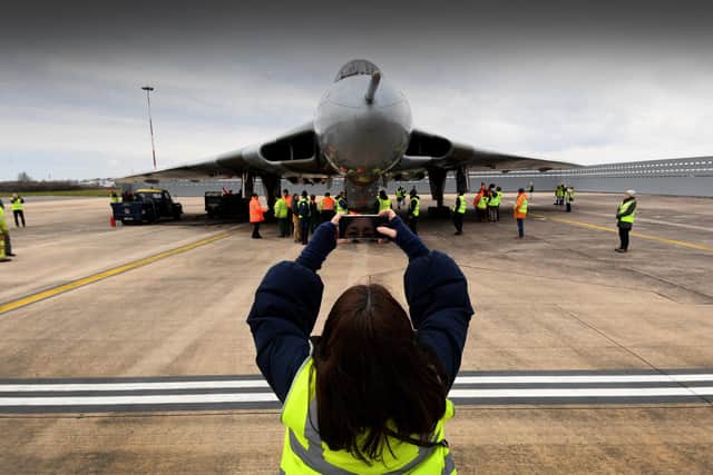 It was a sell out event as members of the public snapped up tickets to have the chance to view the Vulcan aircraft on the runway at the former Doncaster Sheffield Airport. Picture taken by Yorkshire Post Photographer Simon Hulme March 5, 2023.