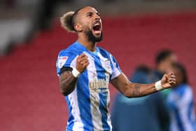 Sorba Thomas scored Huddersfield Town's second of the afternoon against his former club. Image: Stu Forster/Getty Images