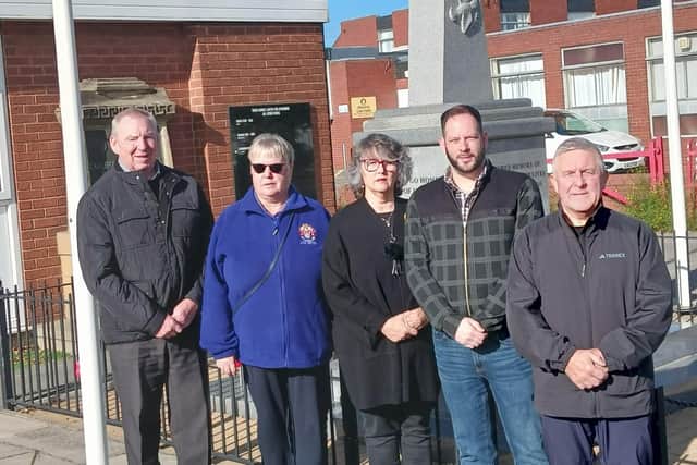 Pictured left to right: John Hughes, Vice Chair of Castleford Civic Society; Val Ely, Civic Pride lead of Castleford Civic Society; Kathryn Stainburn, Castleford Civic Society heritage Lead; Joseph Sunderland, of Unite the Union; Gary Day, chair of Castleford and District Naval Association.