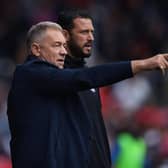 York City assistant Gary Elphick (foreground), pictured with manager Scott Lindsey. (Image: Jonathan Gawthorpe)