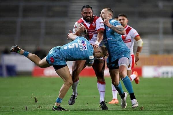 St Helens' Konrad Hurrell was sent off against his former club. (Picture by Paul Currie/SWpix.com)