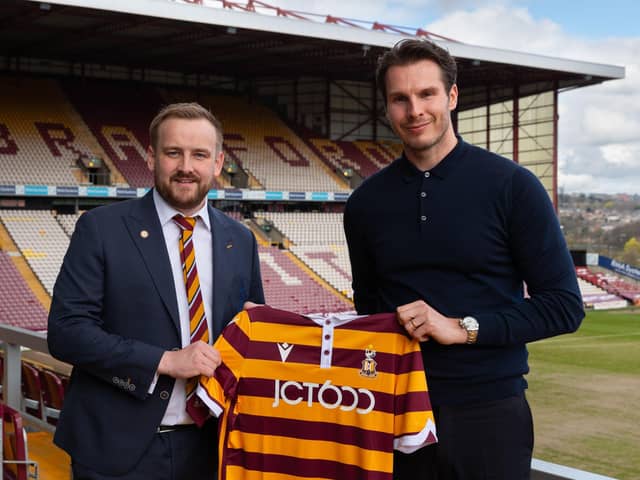 New Bradford City head of football operations David Sharpe (right), pictured with chief executive officer Ryan Sparks (left). Picture courtesy of BCAFC.