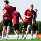 FIGHTING FIT: Wales' Gareth Bale during a training session at the Al Sadd Sports Club in Doha, Qatar. Picture: Jonathan Brady/PA