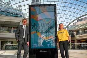 Backing culture: Trinity Leeds and White Rose shopping boss Steve Foster, and Abigail Scott Paul of Leeds-2023.. Picture Andy Garbutt.