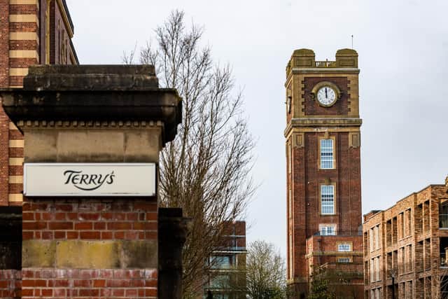 York's famous Terry's Clock Tower on Bishopthorpe Road, York, is working once again after a rebuild by Clockmakers Smith of Derby. 
The site has undergone a major development over recent years and today at midday saw the final stage by having the clock working once again after 18 years.