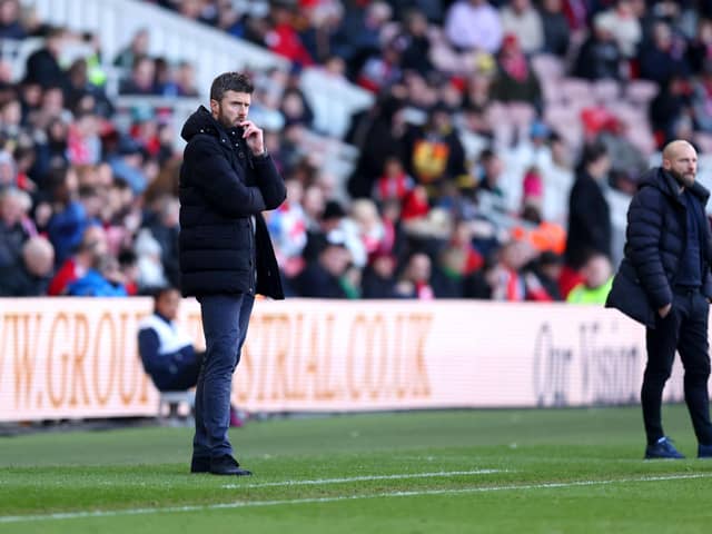 MIDDLESBROUGH, ENGLAND - FEBRUARY 24:  Michael Carrick, Manager of Middlesbrough, reacts during the Sky Bet Championship match between Middlesbrough and Plymouth Argyle at Riverside Stadium on February 24, 2024 in Middlesbrough, England. (Photo by George Wood/Getty Images)
