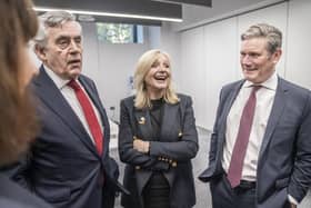 Labour leader Sir Keir Starmer (right), former Prime Minister Gordon Brown (left) and Mayor of West Yorkshire, Tracy Brabin, at Nexus, University of Leeds, in Yorkshire, to launch a report on constitutional change and political reform that would spread power, wealth and opportunity across the UK. Picture date: Monday December 5, 2022. PA Photo. See PA story POLITICS Labour. Photo credit should read: Danny Lawson/PA Wire