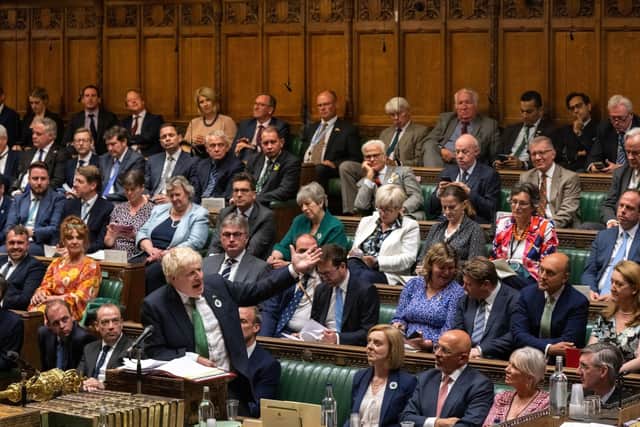 Former Prime Minister Boris Johnson speaking during Prime Minister's Questions in the House of Commons. PIC: UK Parliament/Andy Bailey/PA Wire