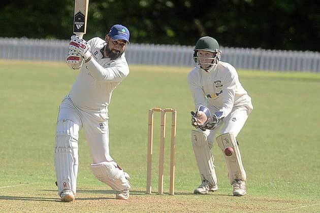 Looking good: Aqsad Ali of New Rover made 36 not out as leaders Otley were beaten by 49 runs in the Aire Wharfe. (Picture: Steve Riding)