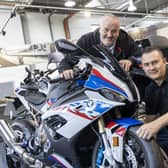 Mark Goode Brand Director Vertu Motorcycles with General Manager at Rotherham Andy Forrest