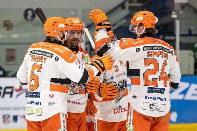 DOUBLE DELIGHT: Scott Allen scored twice for Sheffield Steelers in their 6-0 win over Coventry Blaze in the first leg of their Challenge Cup semi-final on Wednesday night. Picture: Scott Wiggins/EIHL Media.
