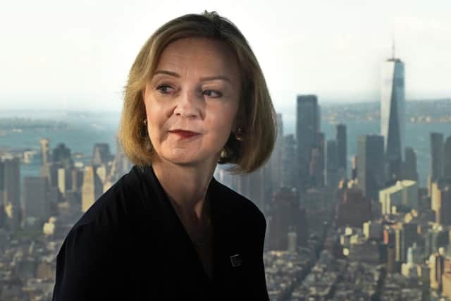 Prime Minister Liz Truss speaks to journalists at the Empire State Building in New York during her visit to the US to attend the 77th UN General Assembly. Picture: Toby Melville/PA Wire