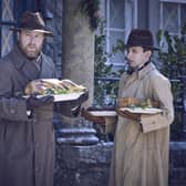 Samuel West as Siegfried Farnon and James Anthony-Rose as Richard Carmody in gthe All Creatures Great and Small: Series 4 Christmas Special.