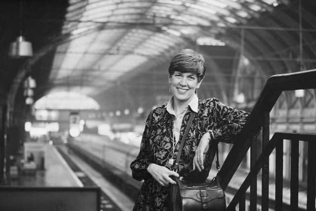 Prue Leith at Paddington rail station, London, UK, 2nd November 1983.  (Photo by Howes/Daily Express/Hulton Archive/Getty Images)