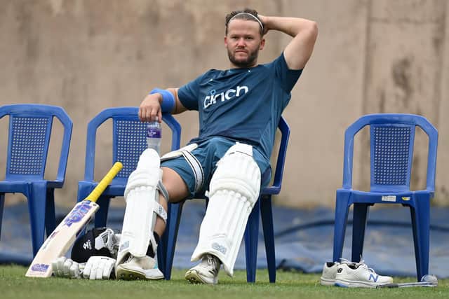 TIME OUT: England's Ben Duckett pictured during a nets session on Thursday morning in Ranchi Picture: by Gareth Copley/Getty Images