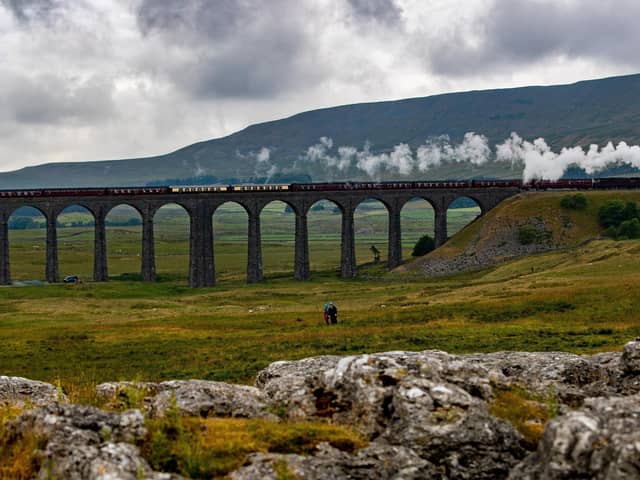 A West Coast Railways 'Dalesman' excursion over Ribblehead Viaduct
