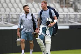 LEADING DUO: England head coach Brendon McCullum (left) and Ben Stokes, pictured during a nets session at Old Trafford earlier this summer. The first Test against Pakistan starts this Thursday. Picture: Nigel Frnech/PA.