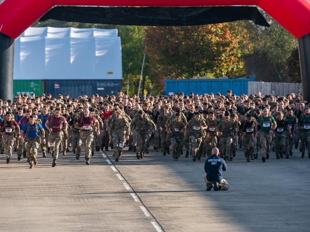 Soldiers at the starting line.