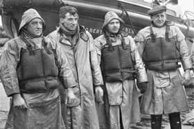 Members of the Runswick Bay RNLI lifeboat crew in 1952. From left: Isaac Ward Harrison, Howard Theaker (grandson of William Brown Harrison), Frank 'Tange' Verrill and William Ward.