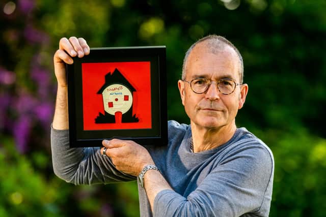 Vinyl artist, Kenny Deane, of Goathland, North Yorkshire, creates visually eye-catching artwork from vinyl records he cuts into shape, then frames. Picture By Yorkshire Post Photographer,  James Hardisty