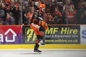 ON THE UP: Cole Shudra continued his scintillating form for Sheffield Steelers with a goal and an assist in Wednesday night's 5-1 win over Manchester Storm in the Challenge Cup semi-final, second leg. Picture: Hayley Roberts/Steelers Media.