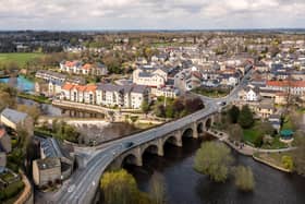 An aerial landscape of the West Yorkshire town of Wetherby with road bridge and weir over the river Wharfe. Picture: Adobe Stock