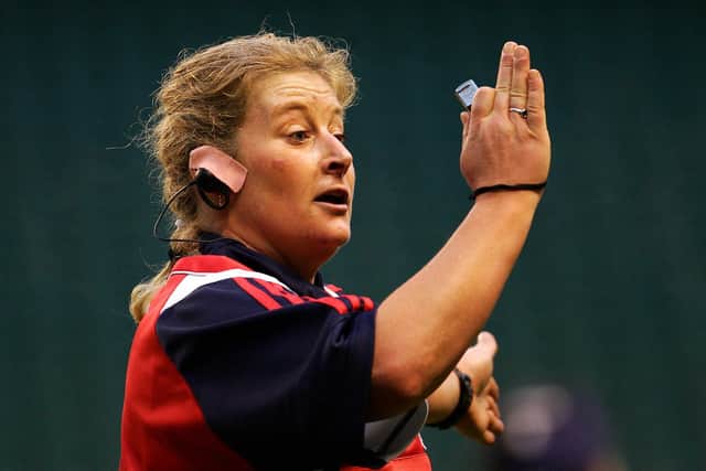 Trailblazer: Referee Nicky Inwood (L) from New Zealand signals during the Six Nations women's Rugby Union match between England and Italy at Twickenham Stadium, London 10 February 2007. Inwood was the first woman to referee a Six Nations Rugby Match and the first woman to referee at Twickenham. (Picture: CARL DE SOUZA/AFP via Getty Images)