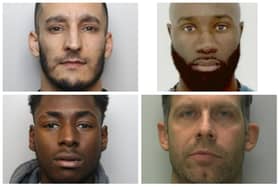 Adil Riaz, aged 31, of Grimesthorpe, Sheffield was jailed for 24 years for his involvement in a plot to smuggle drugs from Sheffield to Bath. He is pictured top left. Also jailed at Bristol Crown Court were  Romaine Hyman (top right); Tekla Selassie (bottom left) and Tobias Slender (bottom right)