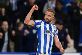 Jordan Rhodes scored the only goal of the game for Huddersfield Town. Picture: Gareth Copley/Getty Images.