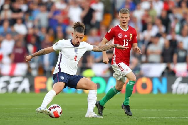 RISK: Kalvin Phillips on his last competitive start, for England against Hungary in June