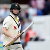 Steve Smith of Australia looks on as they leave the field at the end of a dominant day one for Australia (Picture: Ryan Pierse/Getty Images)