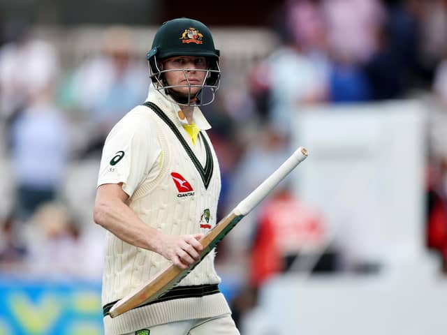 Steve Smith of Australia looks on as they leave the field at the end of a dominant day one for Australia (Picture: Ryan Pierse/Getty Images)
