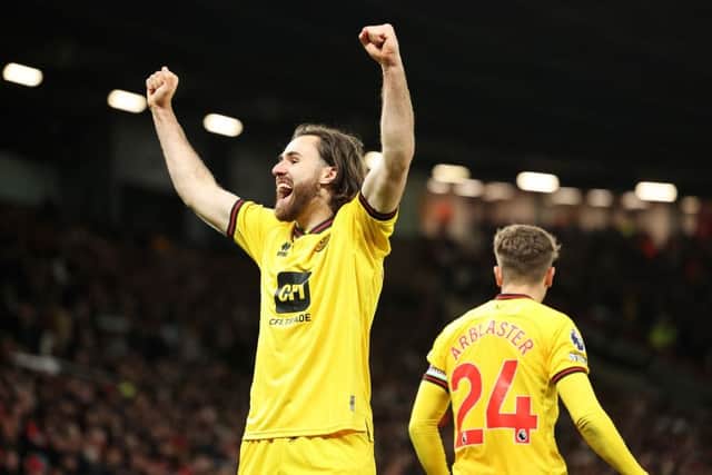 ELATION: Ben Brereton Diaz celebrates restoring Sheffield United's lead