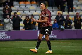 EQUALISER: Bradford City's Kayden Jackson (Image: Jonathan Gawthorpe)