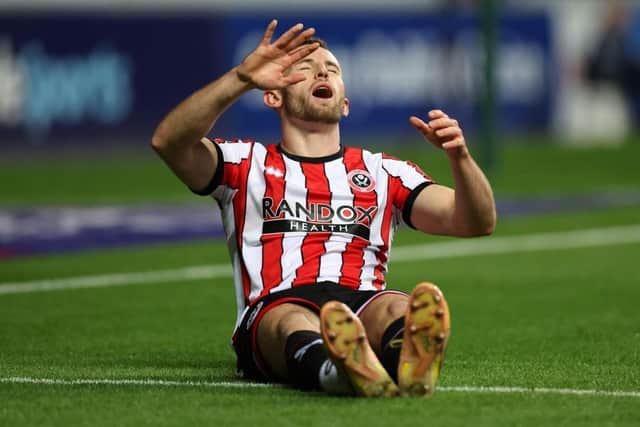 WELCOME RETURN: Rhys Norrington-Davies has finally began training outside again after the injury he suffered playing for Sheffield United at Coventry City in October 2022