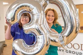 Kelly Mann and Sarah Cottle have both worked at Beechwood Vets in Leeds for 30 years