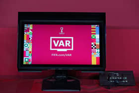A picture shows the VAR booth ahead of the FIFA Arab Cup 2021 quarter final football match between Egypt and Jordan at the Al-Janoub Stadium in the Qatari city of Al-Wakrah on December 11, 2021. (Photo by JACK GUEZ / AFP) (Photo by JACK GUEZ/AFP via Getty Images)
