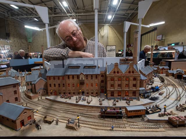 Peter Goss and his Copper Wort 00 circular railway with scenes of the industrial railwys and brewing processes that took place in Burton on Trent.