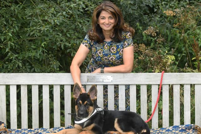 Daxa Patel with her German Shepherd dog, Oscar.