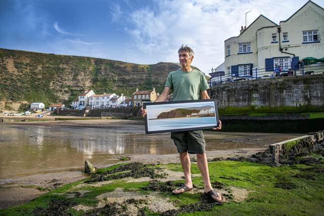 Artist Ian Mitchell from the Staithes Studio ready for the Staithes Art Festival taking place over the weekend of the 15th September